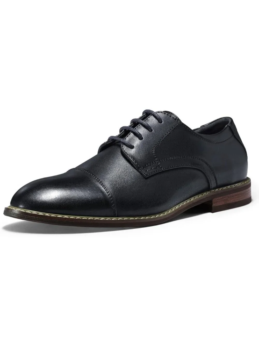 Men's Navy Wingtip Anti-Slip Durable Sole Business Oxford Derby Dress Shoes